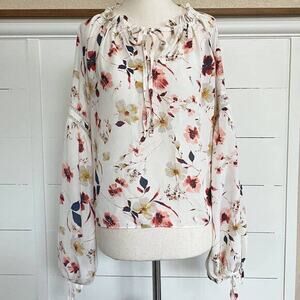 En Creme‎ flowy boho balloon sleeve peasant blouse